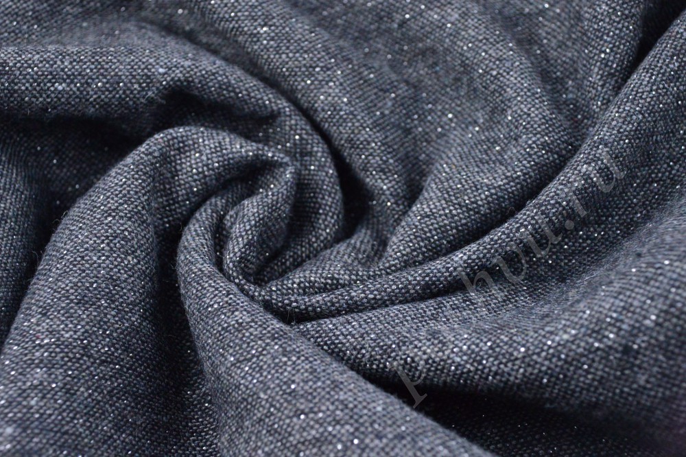 Стильная костюмная ткань серого цвета с вкраплением блестящего волокна