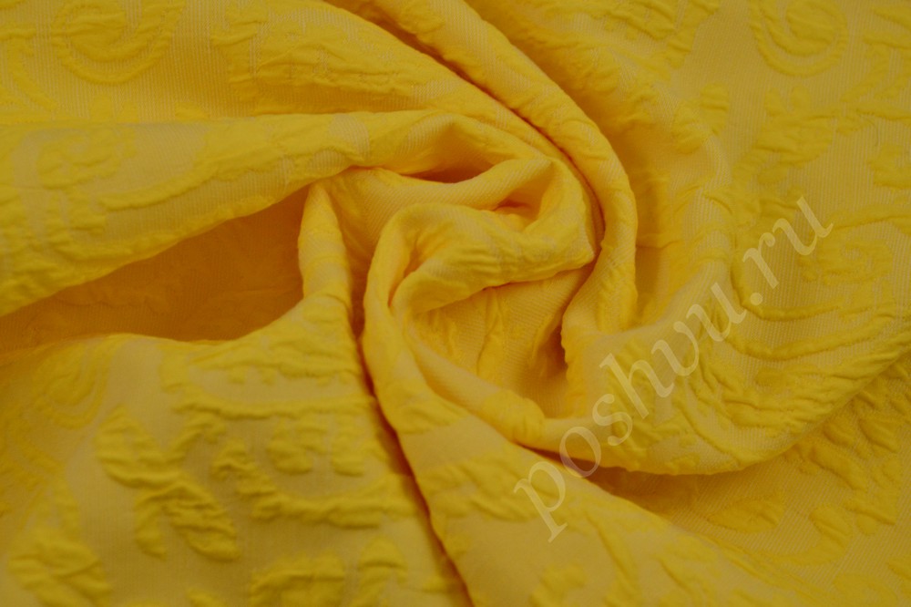 Стильная ткань из жаккарда приглушенного солнечного желтого цвета