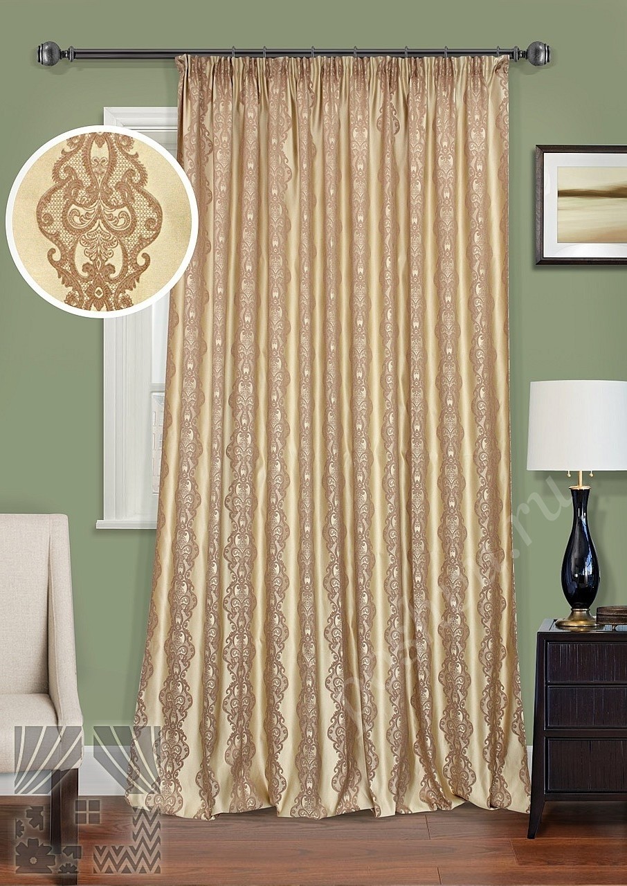 Шикарные портьеры с кружевным узором коричневого цвета для гостиной или спальни