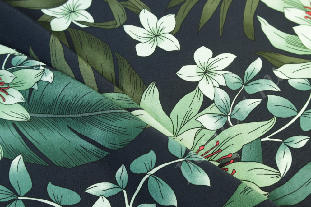 Ткань креп Max Mara Зеленые цветы