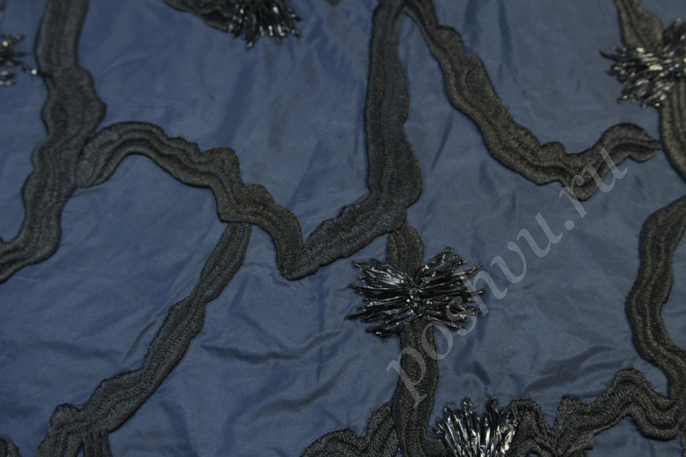 Ткань плащевая Moschino темно-синего оттенка