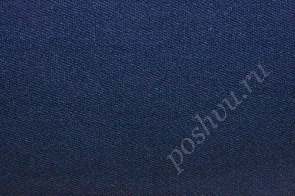 Ткань джинс на флисе темно-синего цвета