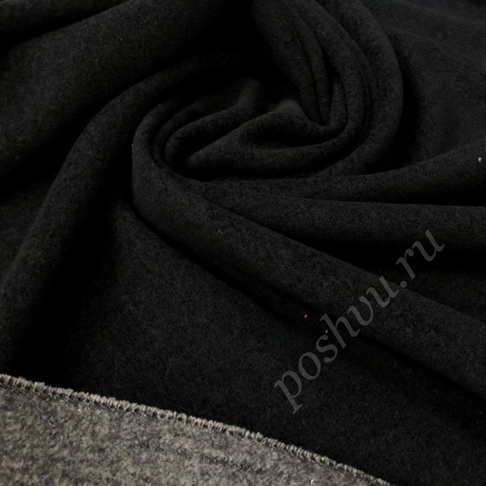 Двухсторонняя пальтовая ткань черно-серого цвета