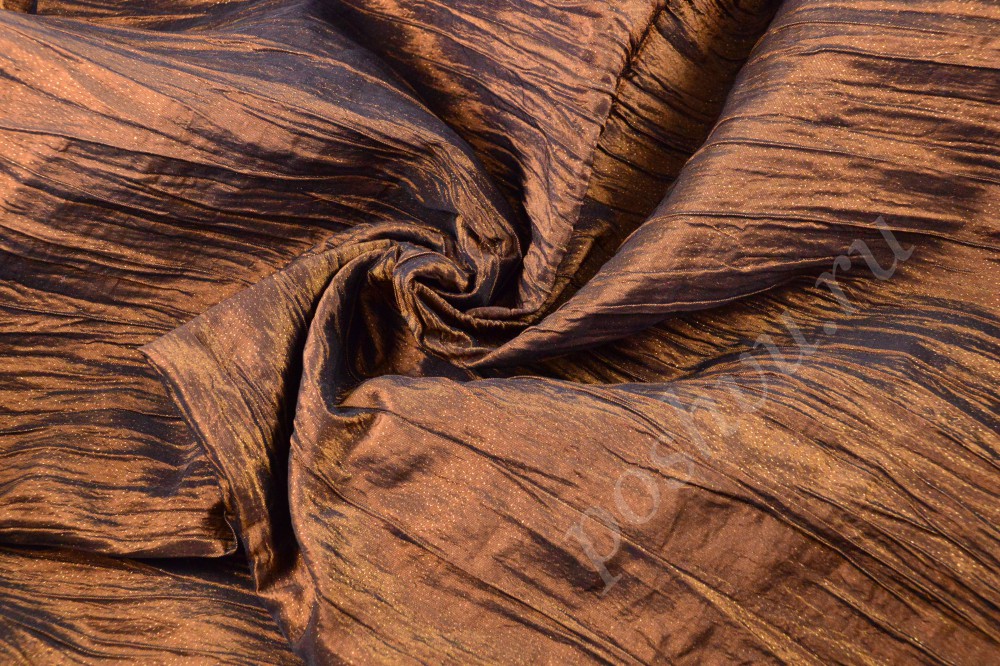 Ткань оригинальная коричневая тафта с неординарным принтом