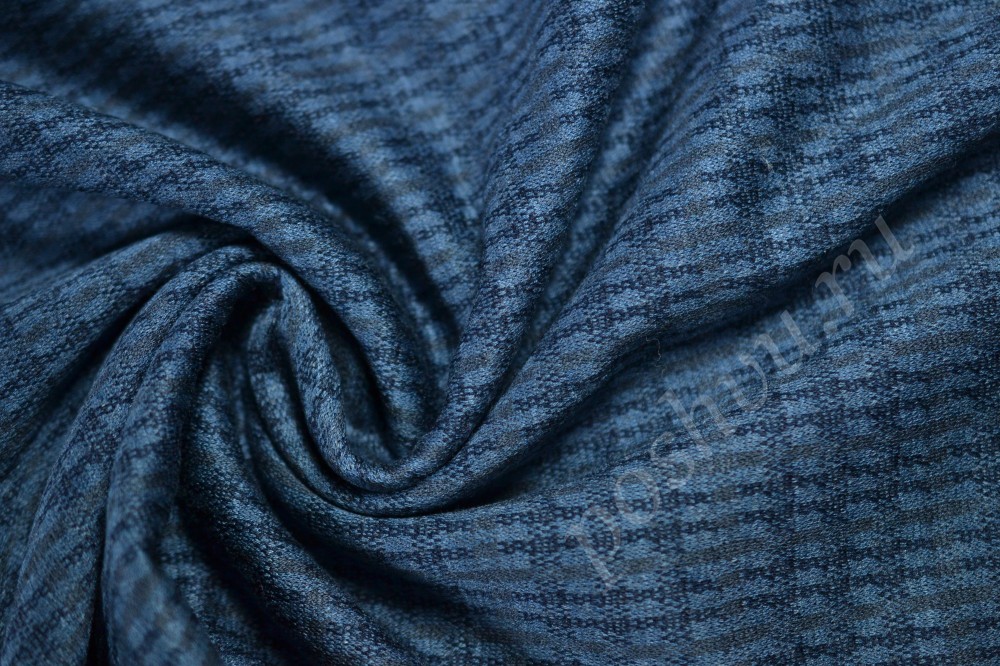 Ткань трикотаж хлопчатобумажная темно-синего цвета с узором