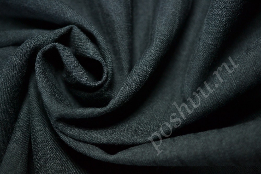 Ткань костюмная шерстяная черного цвета в текстурную полоску
