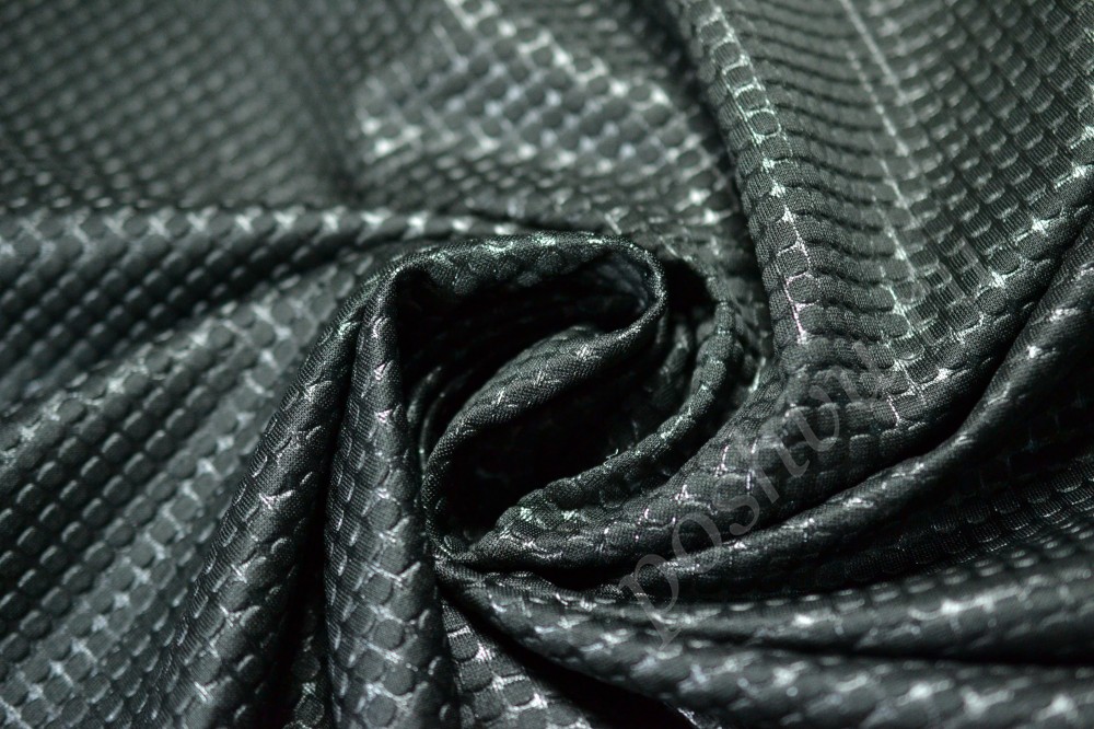 Ткань трикотаж хлопчатобумажная черного цвета в геометрический узор