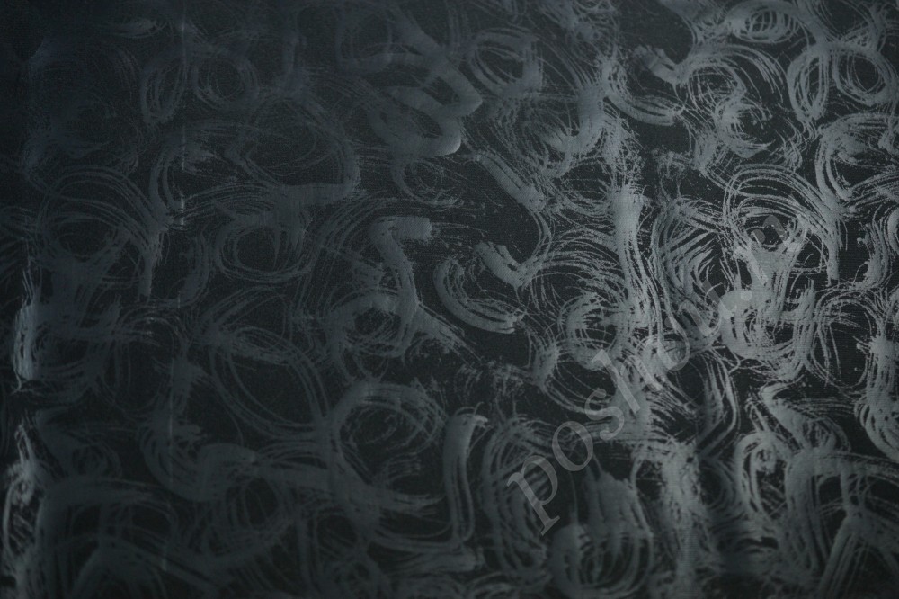 Трикотажная ткань черного цвета с абстрактным узоро
