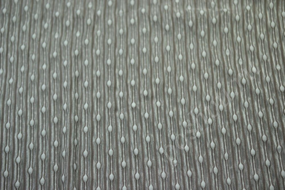 Ткань трикотаж серого оттенка в бежевые и белые полоски
