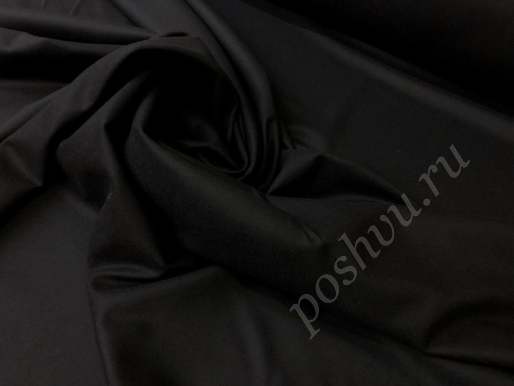 Фланелевая костюмная однотонная ткань черного цвета