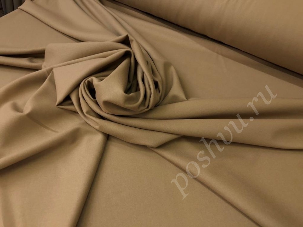 Фланелевая костюмная однотонная ткань коричневого цвета