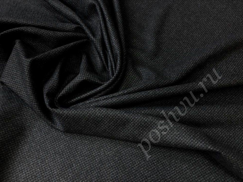 Фланелевая костюмная ткань серо-черного цвета