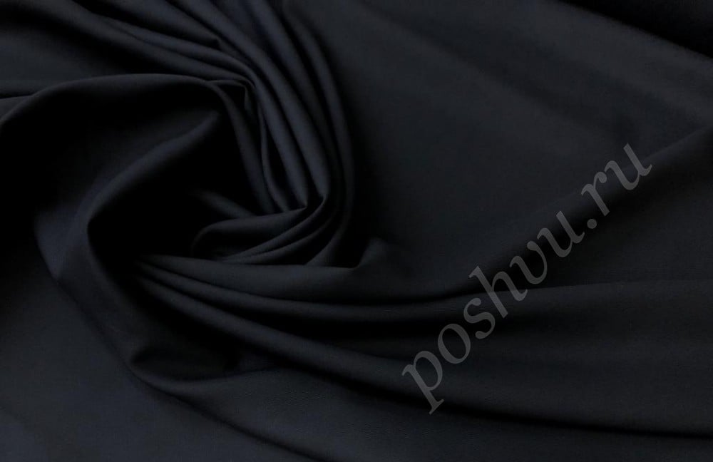 Костюмная шерстяная ткань с эластаном Черная