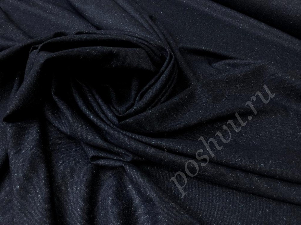 Твидовая костюмная ткань, цвет - темно-синий