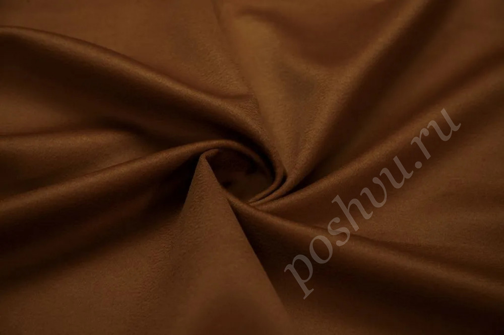 Пальтовая дублированная ткань терракотового цвета с ворсом волной