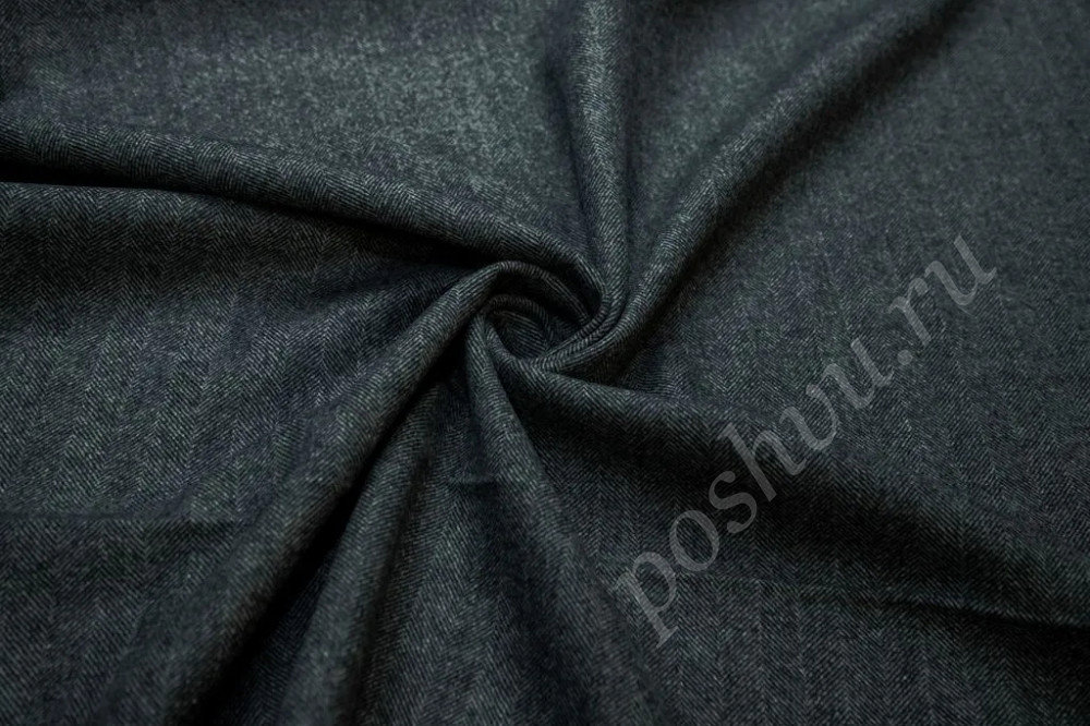 Пальтовая двухслойная ткань черно-белого цвета в елочку