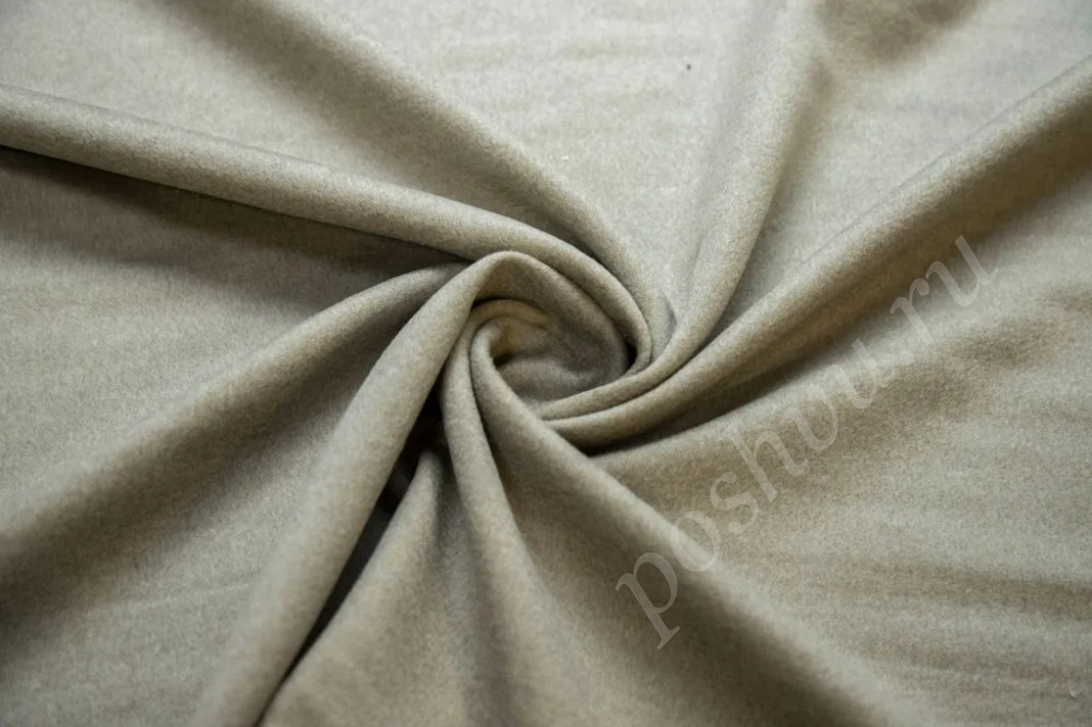 Пальтовая меланжевая ткань серо-бежевого цвета с коротким ворсом