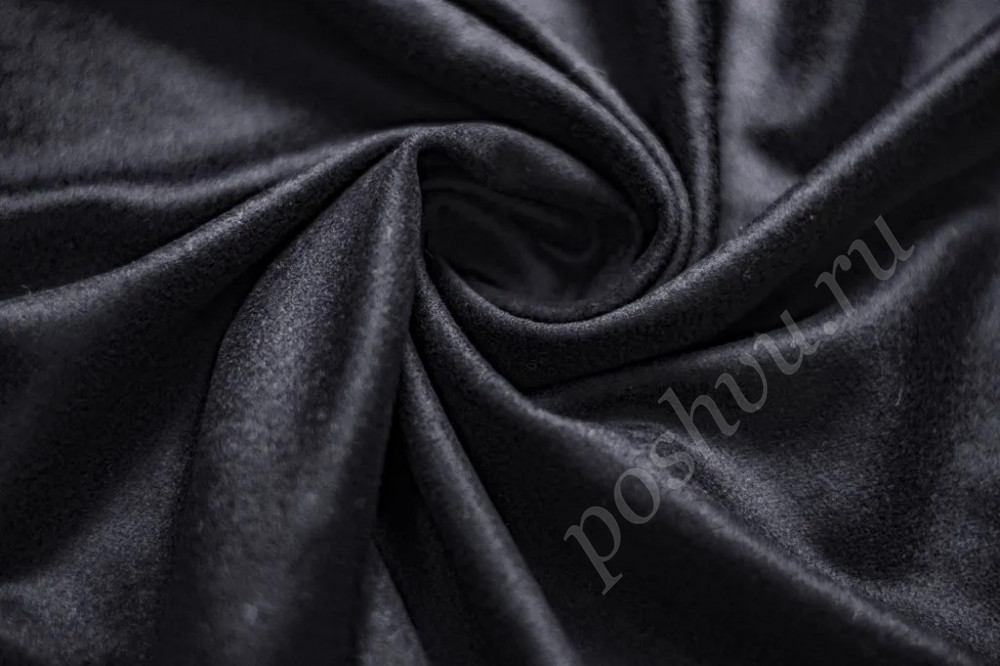Пальтовая ткань с кашемиром темно-синего цвета