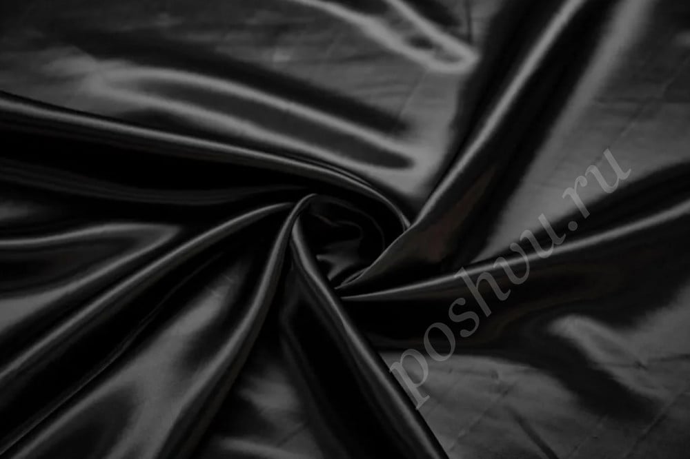 Подкладочная ткань атласная черного цвета