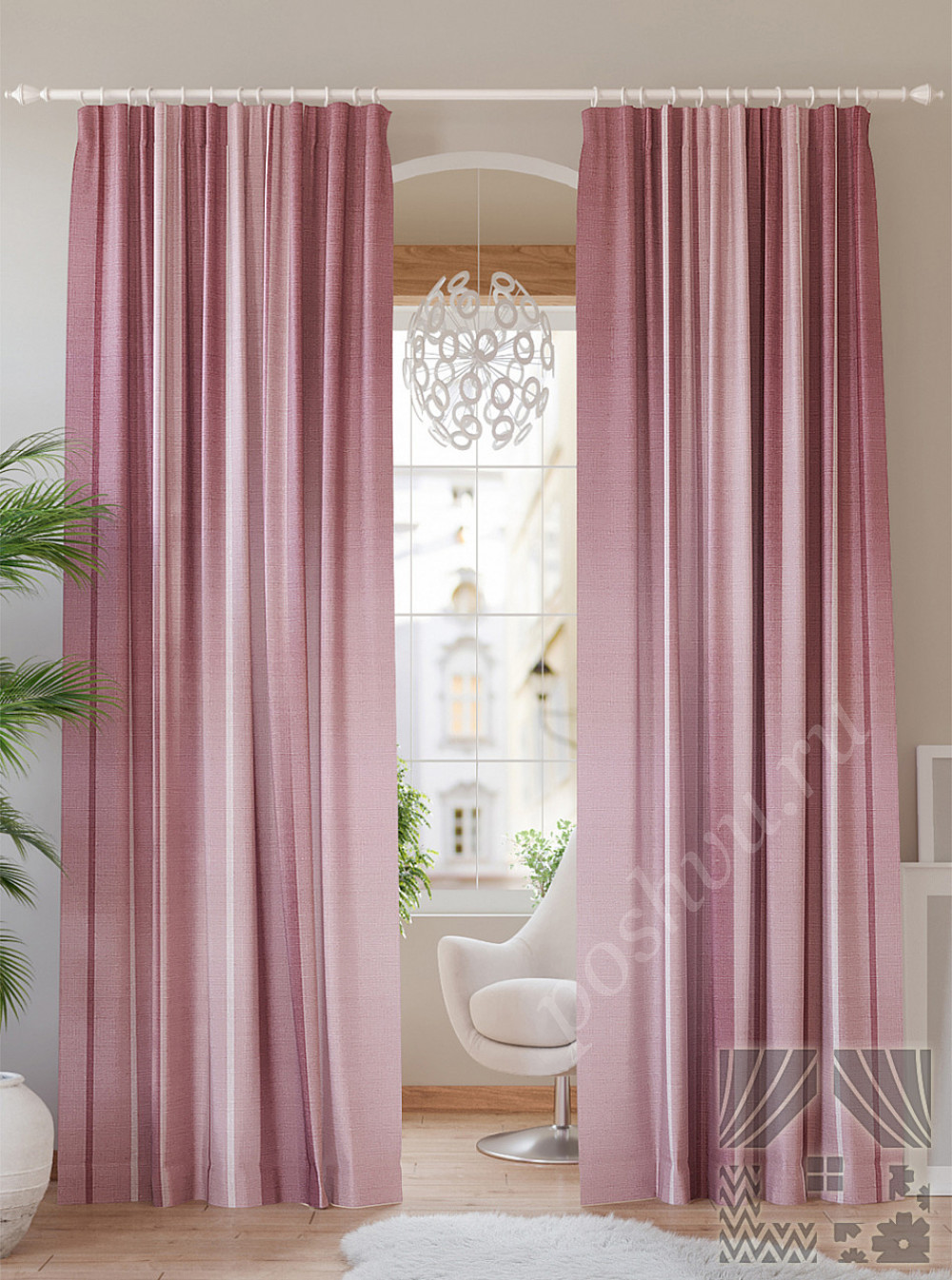 Комплект штор «Паулена» розовый 150х260см