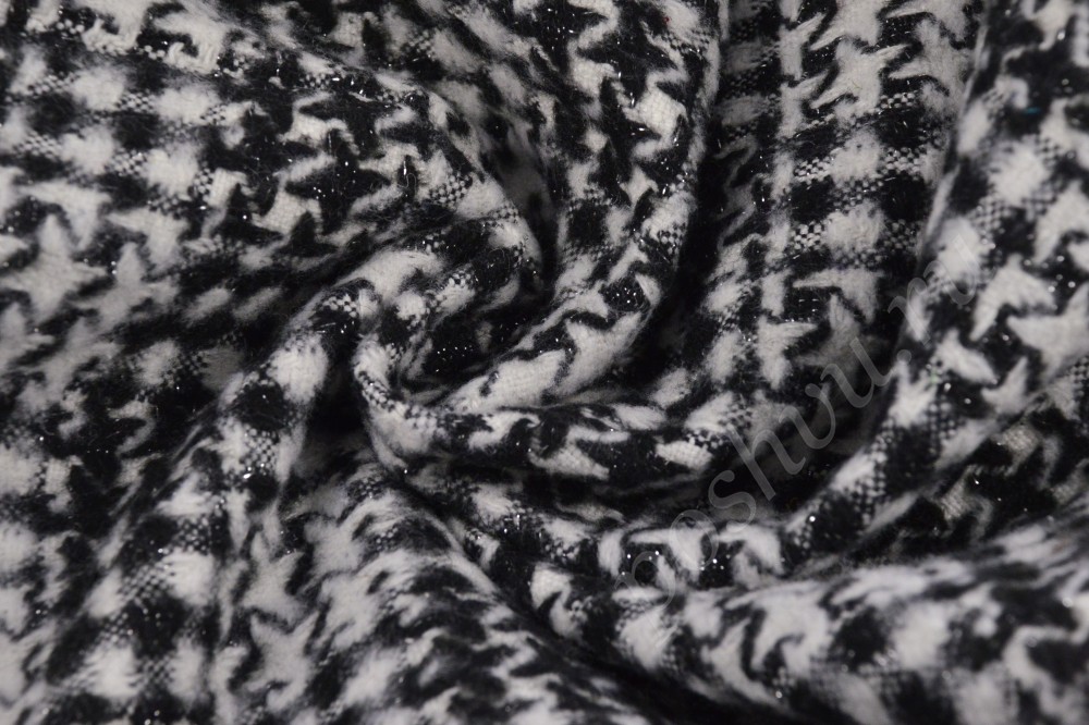 Мягкая пальтовая ткань в чёрно-белой цветовой гамме