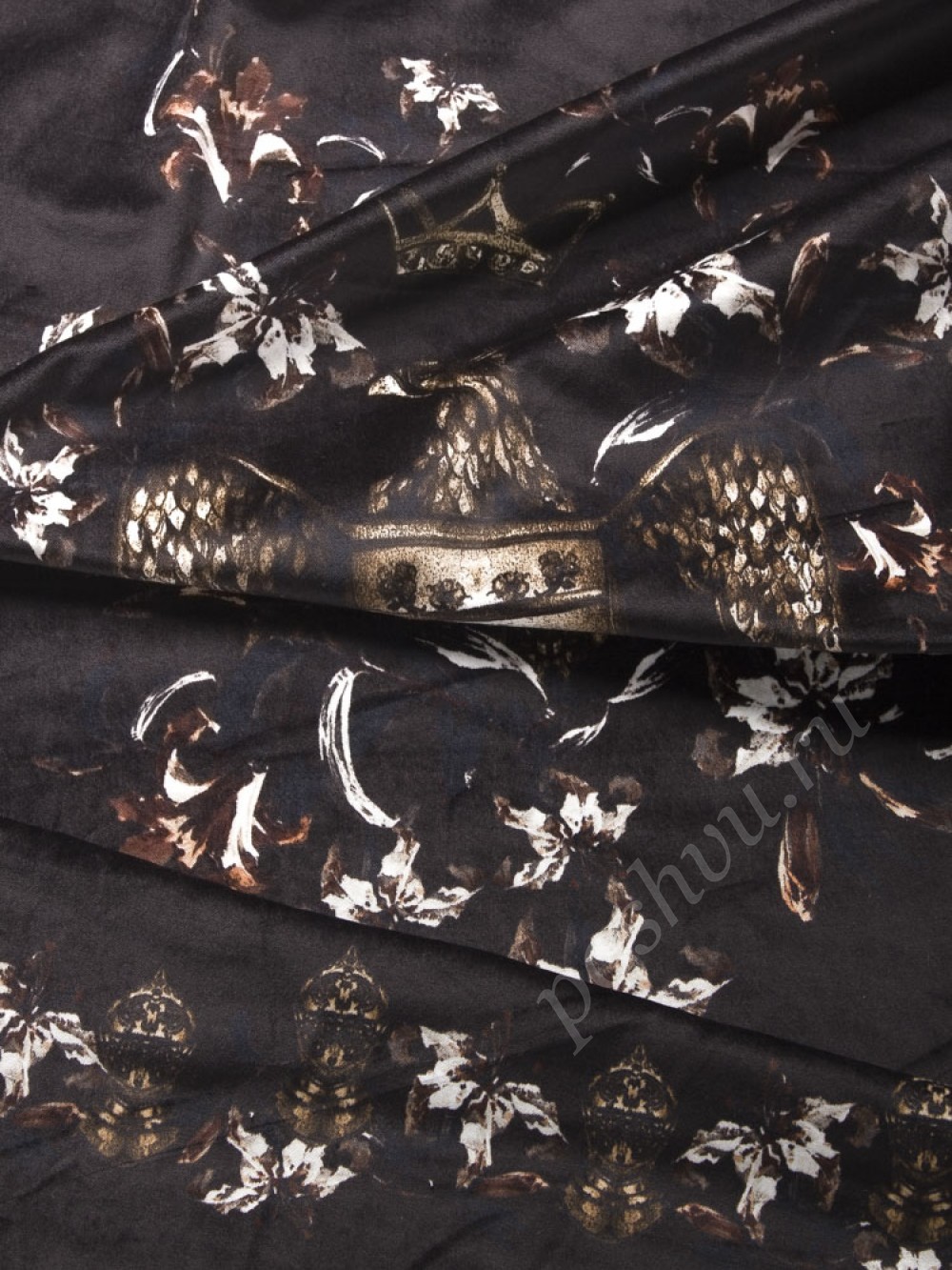 Бархат Dolce&Gabbana с рисунком, цвет - черный