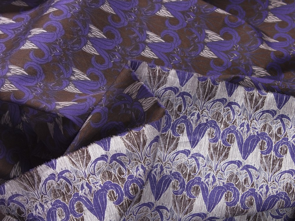 Хлопковая ткань Prada с рисунком, цвет - фиолетовый
