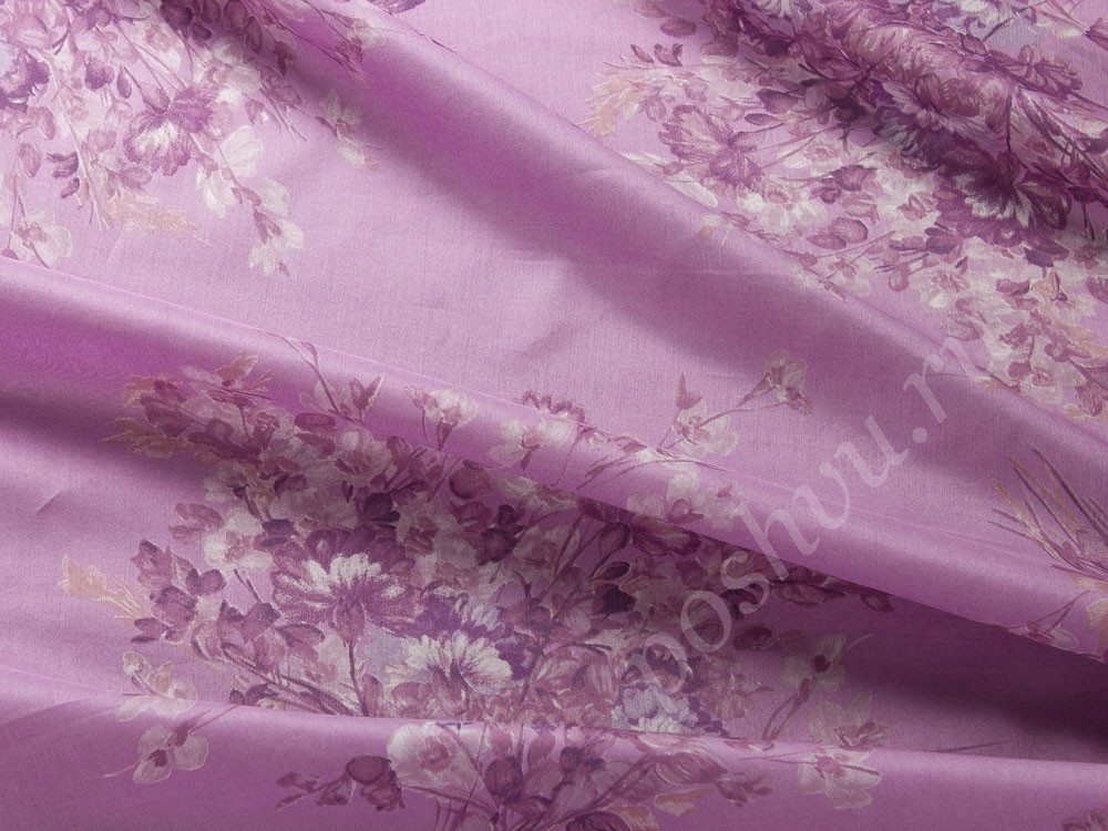 Хлопковая ткань, цвет - розовый и лиловый