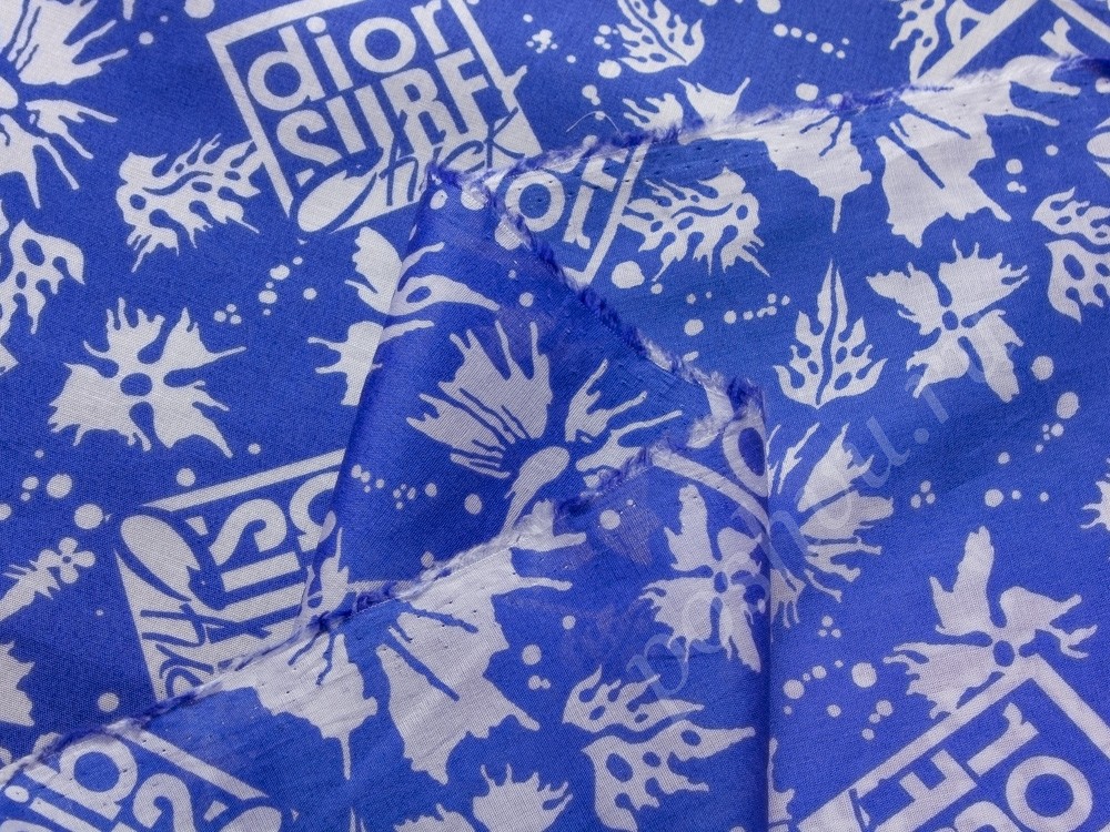 Хлопковая ткань Dior с рисунком, цвет - синий