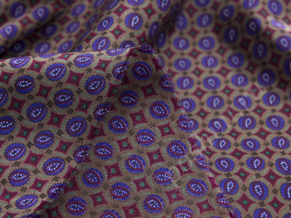 Натуральный шелк с рисунком, цвет - фиолетовый
