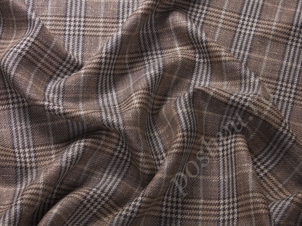 Костюмная ткань Armani, цвет - коричневый и клетка