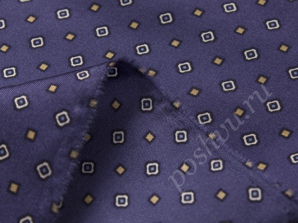 Саржевый шелк Gucci с рисунком, цвет - синий