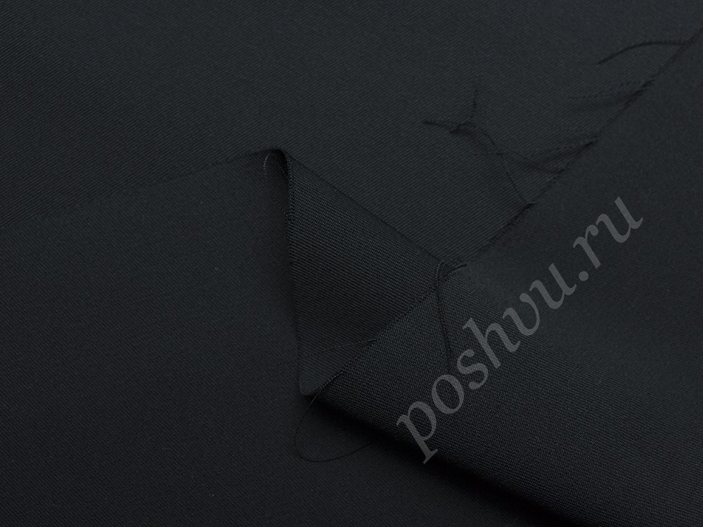 Шерстяная ткань Valentino, цвет - черный