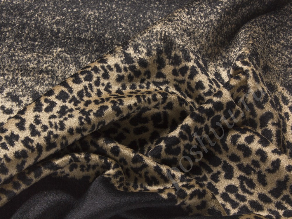 Шерстяная ткань Armani с ворсом, цвет - бежевый и черный