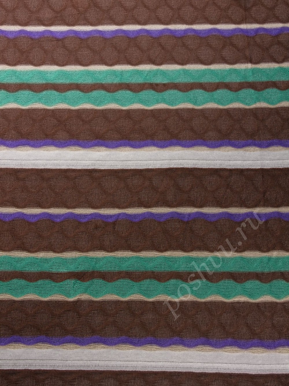 Вискоза Missoni, цвет - фиолетовый, коричневый, зеленый, полоска