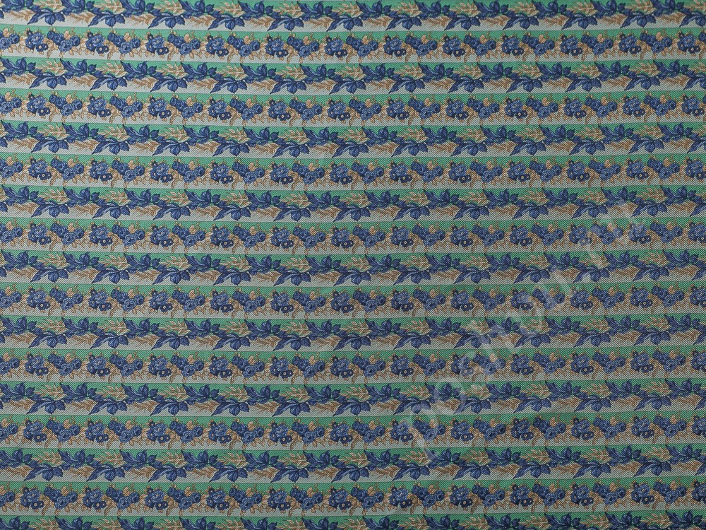 Натуральный шелк с рисунком, цвет - синий, зеленый, бирюзовый