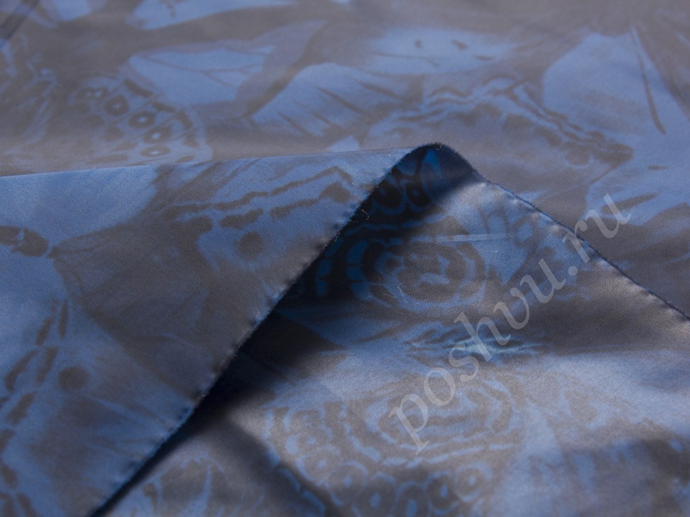 Курточная ткань Valentino с рисунком, цвет - синий