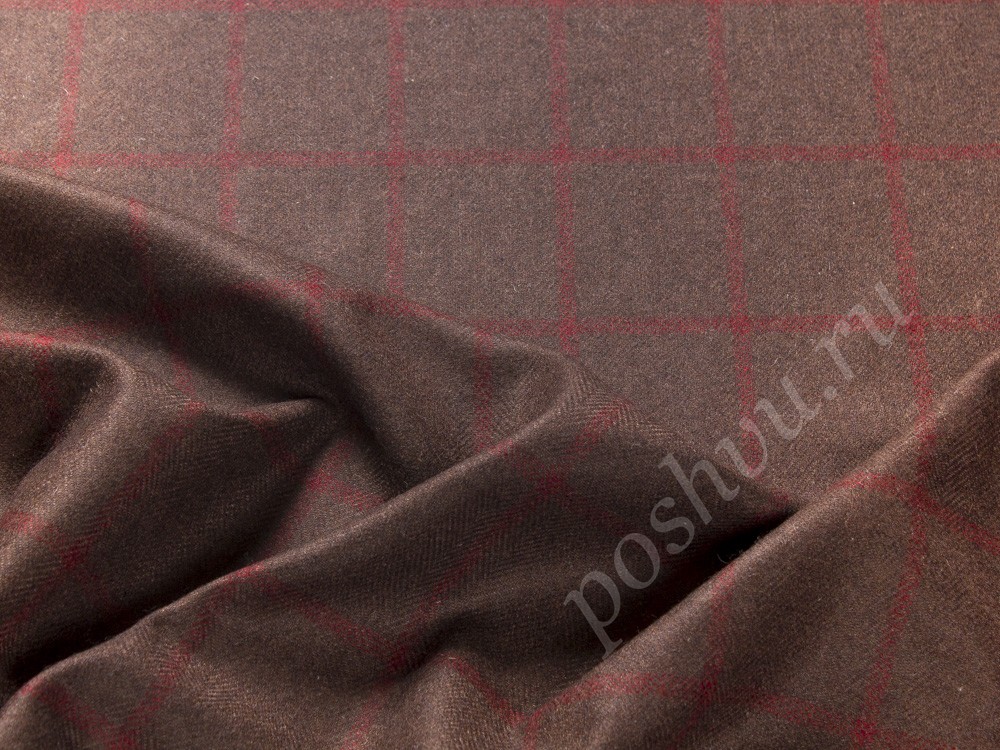Кашемировая ткань Loro Piana, цвет - коричневый и клетка
