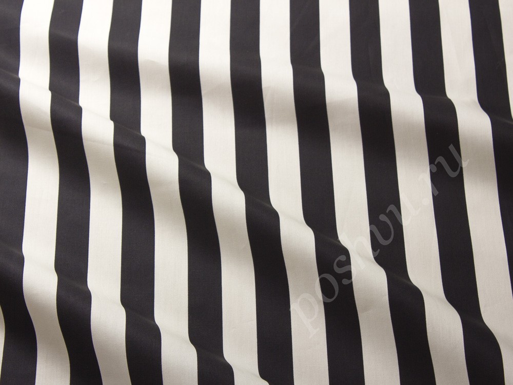 Хлопковая ткань Valentino, цвет - белый, черный, полоска