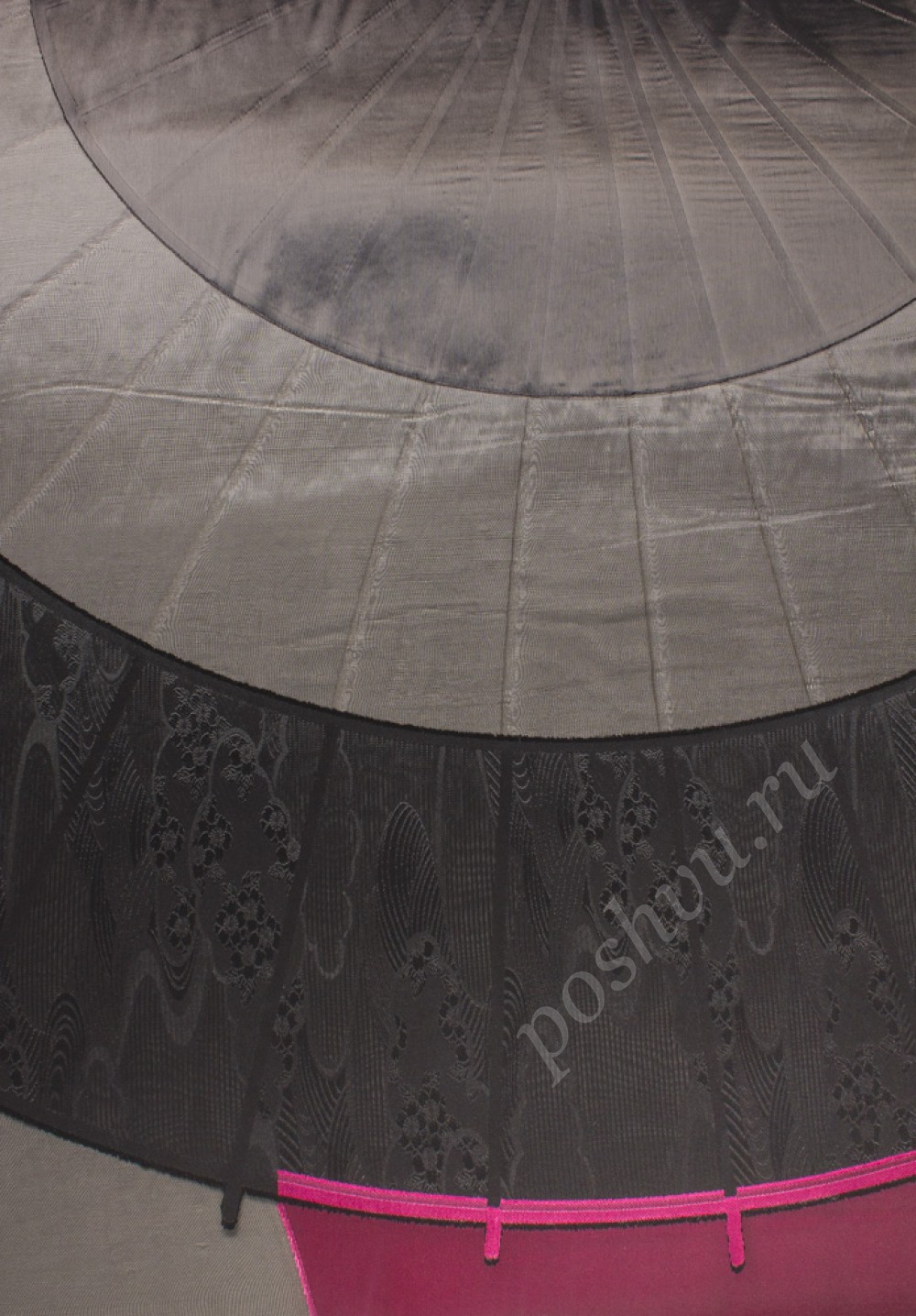 Шелк-органза Armani (крой юбки) Couture, цвет - черный и фуксия (купон)