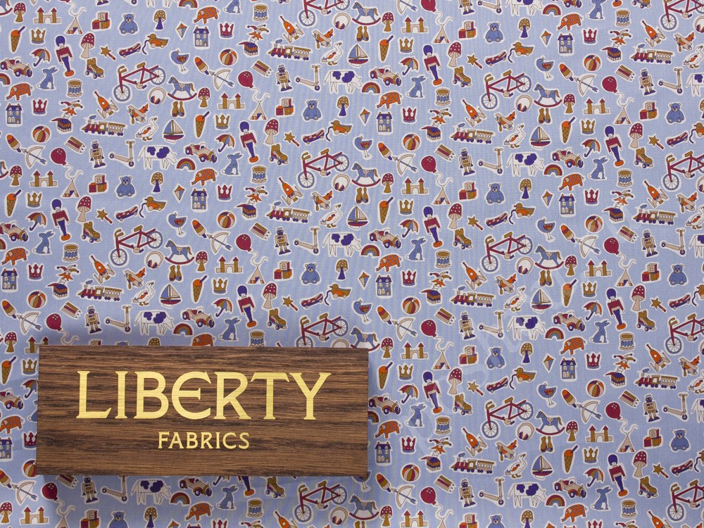 Хлопковая ткань Liberty с рисунком, цвет - голубой