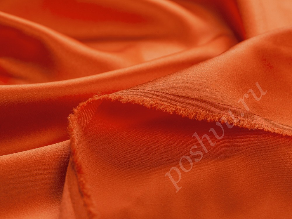 Однотонный атласный шелк, цвет - оранжевый