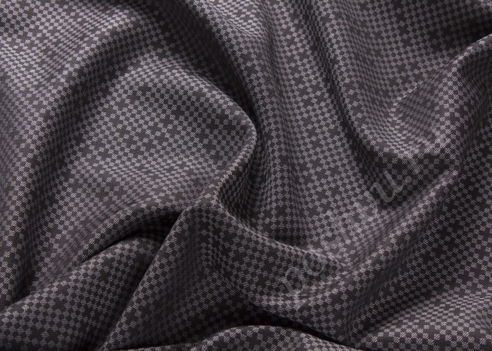 Шерстяная ткань с узором, цвет - темно-серый