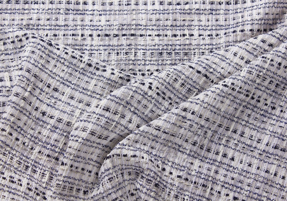 Ткань тип Шанель, цвет - серый с синим