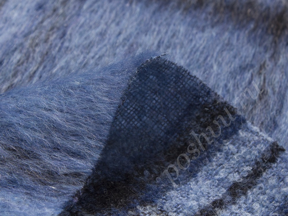 Шерстяная ткань Burberry, цвет - синий и клетка