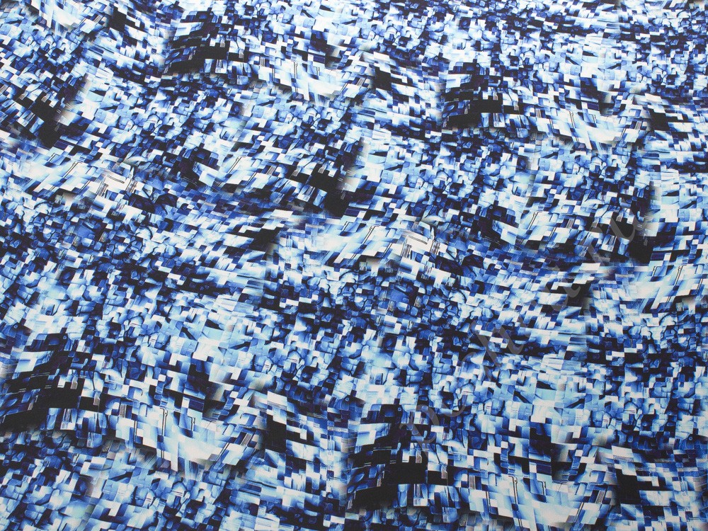 Натуральный шелк с рисунком, цвет - синий и голубой