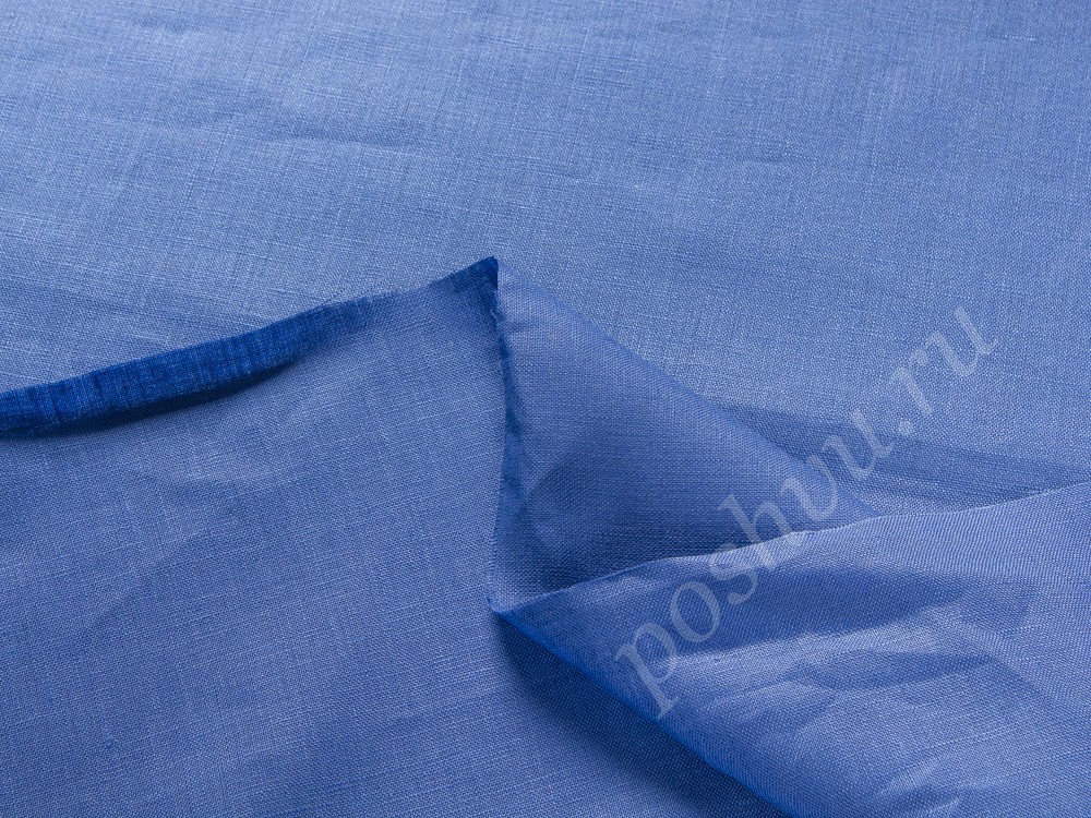 Льняная ткань, цвет - синий