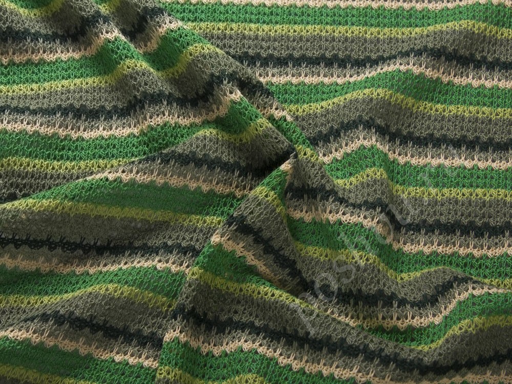 Хлопковая ткань Missoni, цвет - зеленый и полоска