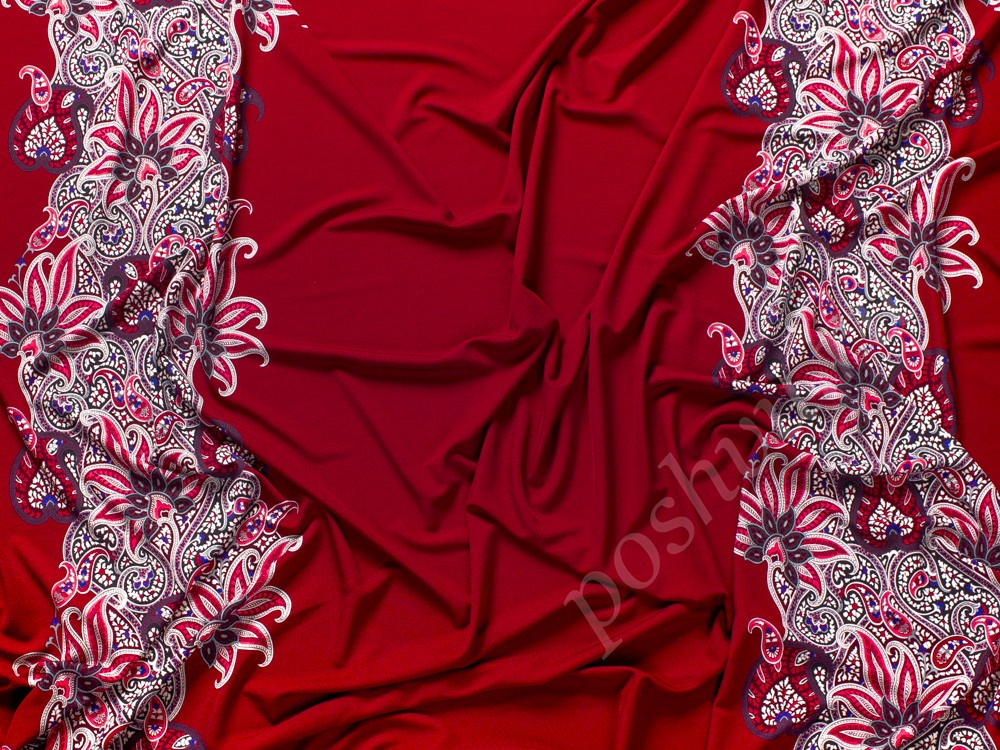 Вискоза Etro с рисунком, цвет - красный