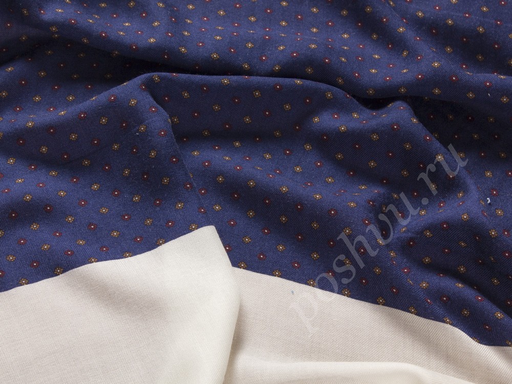 Кашемировая ткань (купон), цвет - темно-синий